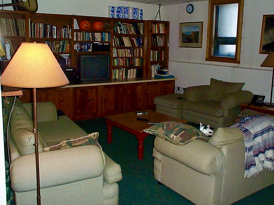 The small living room where the summit crew could relax between long work shifts.